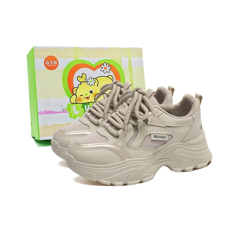 Budding Bear Anti-Slip Wear-Resistant Breathable Lightweight Height Increasing Low-Top Chunky Sneakers Women's Box-4