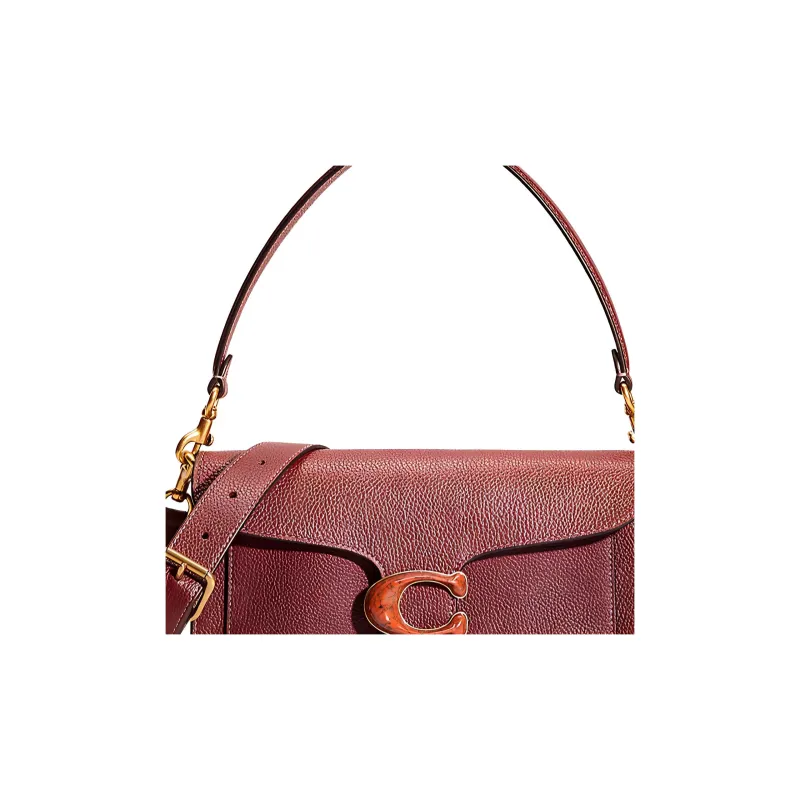 COACH Tabby Pebbled Leather Small Square Bag Portable Crossbody Bag Shoulder Bag Medium Size Women's Burgundy-2