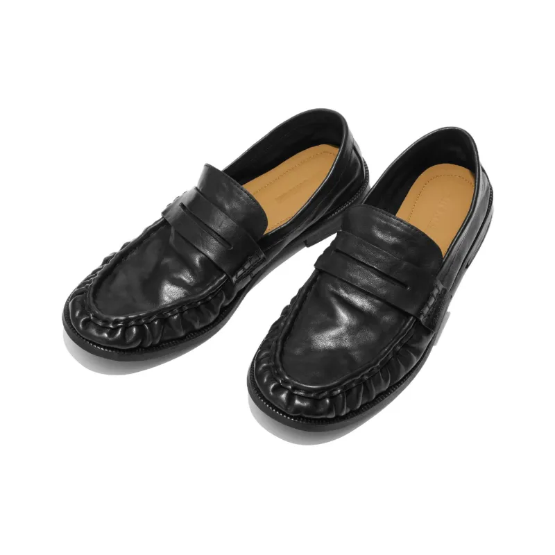 TAICHIISM Soft Pleated Loafers Unisex Washed Black-2