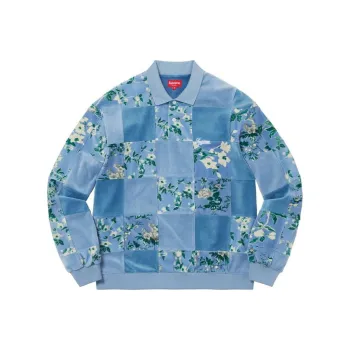 Supreme Floral Patchwork Velour L/S Polo
