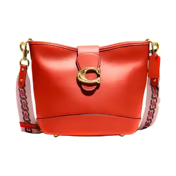 COACH TALI Cow Leather Bucket Bags Shoulder Bag Crossbody Bag Large Size Women's Orange Red