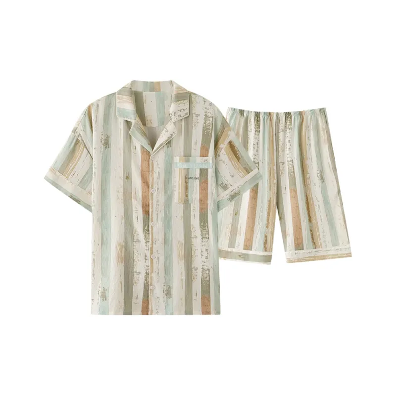 XIAFENYAN Pajama Set Men's Bamboo Green-0