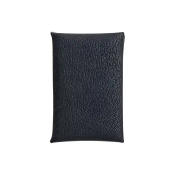 HERMES Calvi Mysore Goat Skin Wallet Coin Purse Card Holder Women's Deep Sea Blue & Light Purple