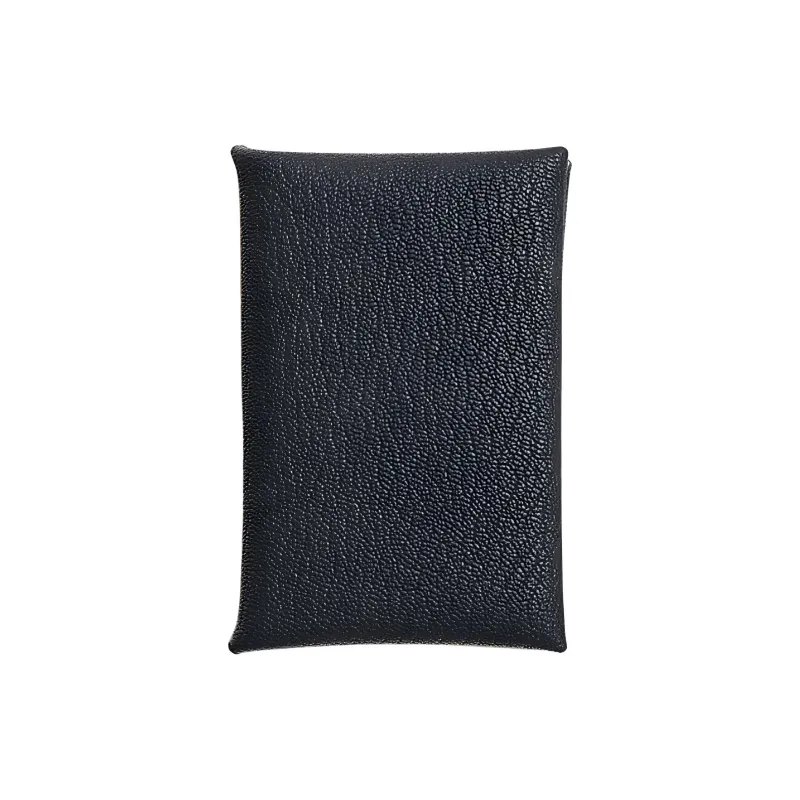 HERMES Calvi Mysore Goat Skin Wallet Coin Purse Card Holder Women's Deep Sea Blue & Light Purple-0