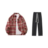 Red Plaid+Black Pants