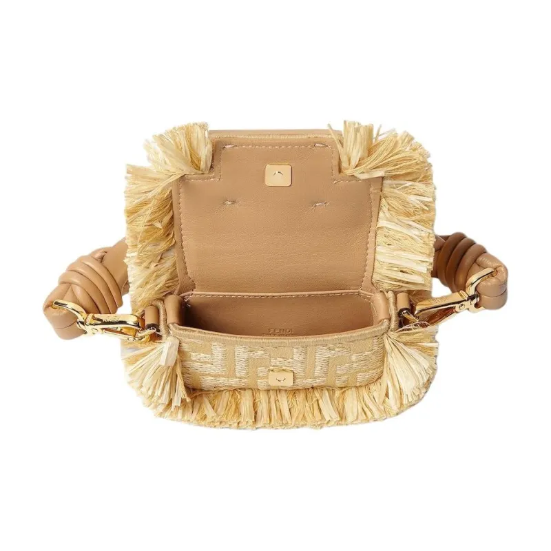 FENDI Baguette Cotton Handbag Extra Mini Women's Beige-3