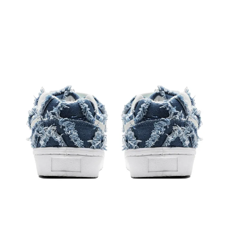 OUBT Lightning Design, Denim Frayed Edge Breathable And Slip Resistant Low Top Skateboard Shoes Unisex-3