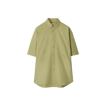 Burberry Logo Embroidered Short Sleeved Poplin Shirt