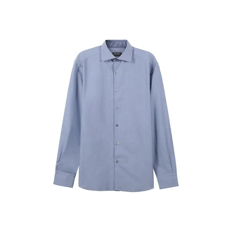 Zegna Shirt Men's Light Gray Blue-0