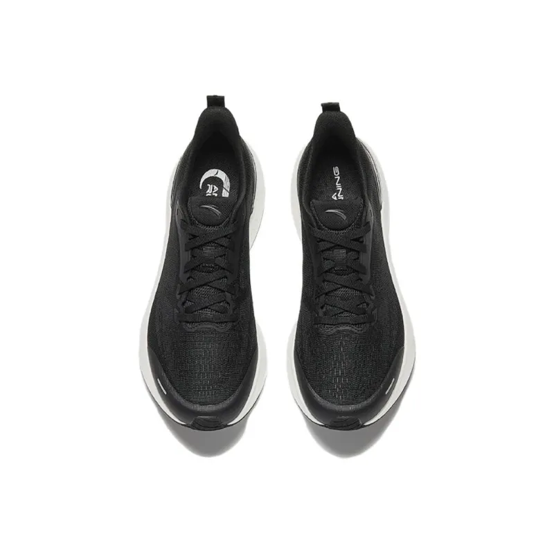 Anta Hydrogen Run 7 Abrasion Resistant Slip Resistant Low Top Casual Running Shoes Men's Black White-2