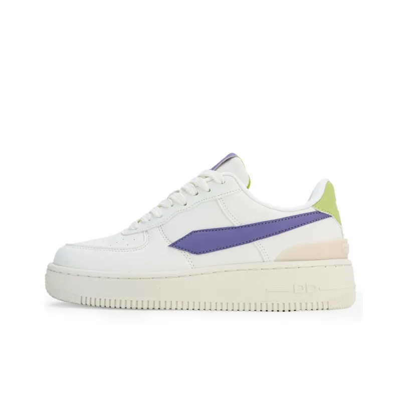 GLO BULL Anti Slip And Wear Resistant Height Increasing Low Top Skateboard Shoes Women's Beige Purple Green-0