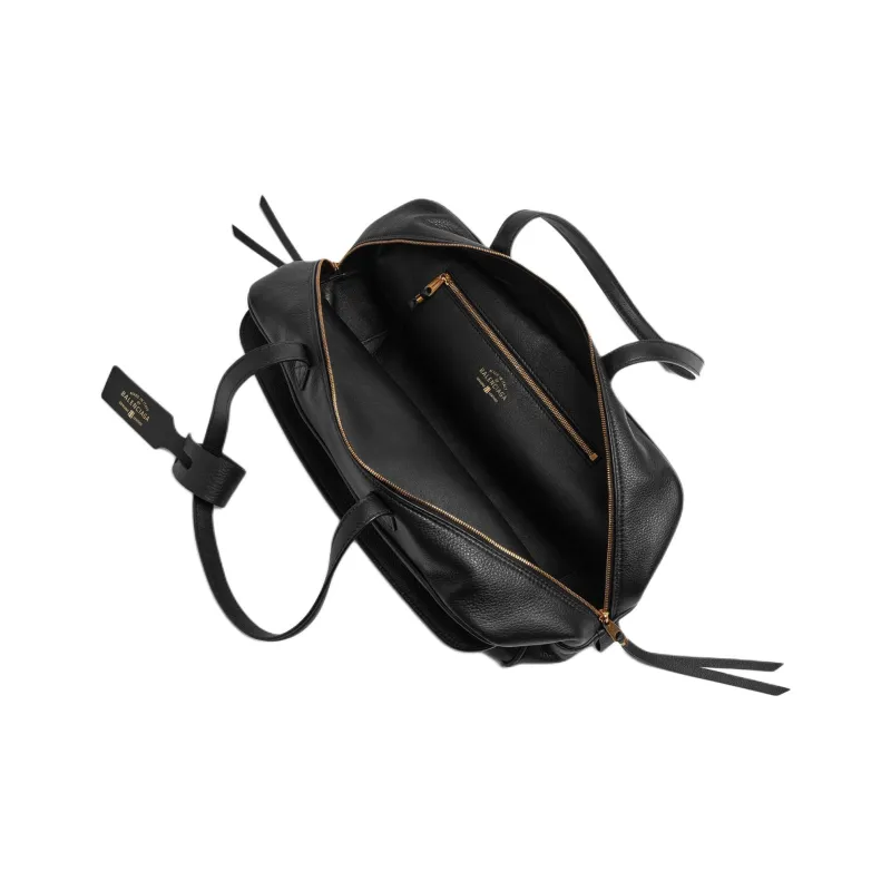 Balenciaga Calfskin Bowling Bag, Handbag, Shoulder Bag Medium Size Women's Black-3