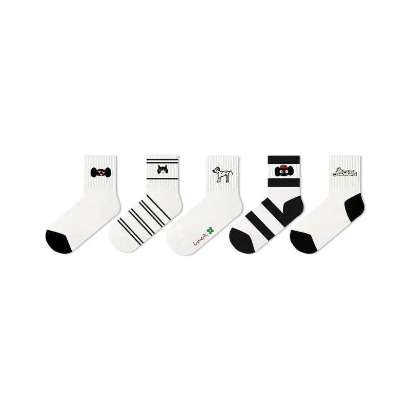 Duanmei Mid Calf Socks Women's 5 Pack-0