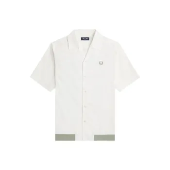 FRED PERRY Ribbed Hem Revere Collar Shirt Shirt Men's White
