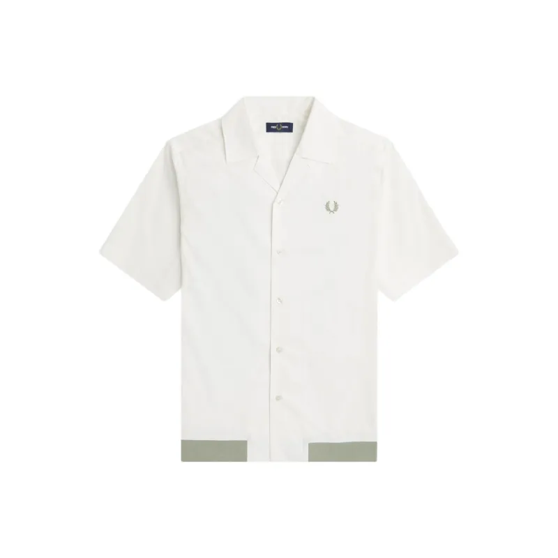FRED PERRY Ribbed Hem Revere Collar Shirt Shirt Men's White-0