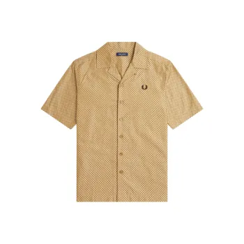 FRED PERRY Chequerboard Revere Collar Shirt Shirt Men's Khaki