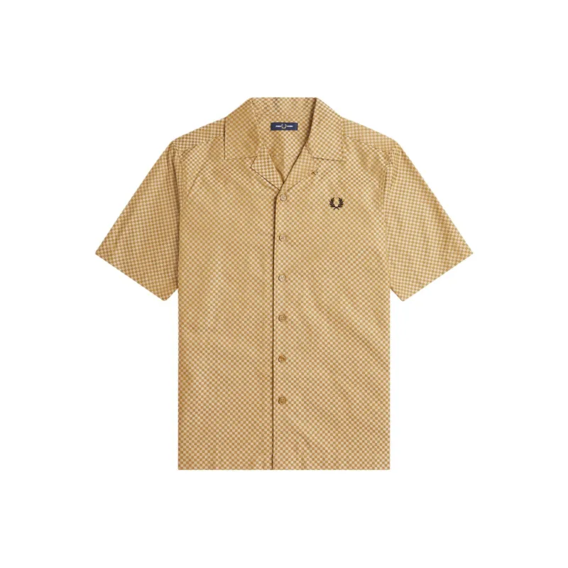 FRED PERRY Chequerboard Revere Collar Shirt Shirt Men's Khaki-0