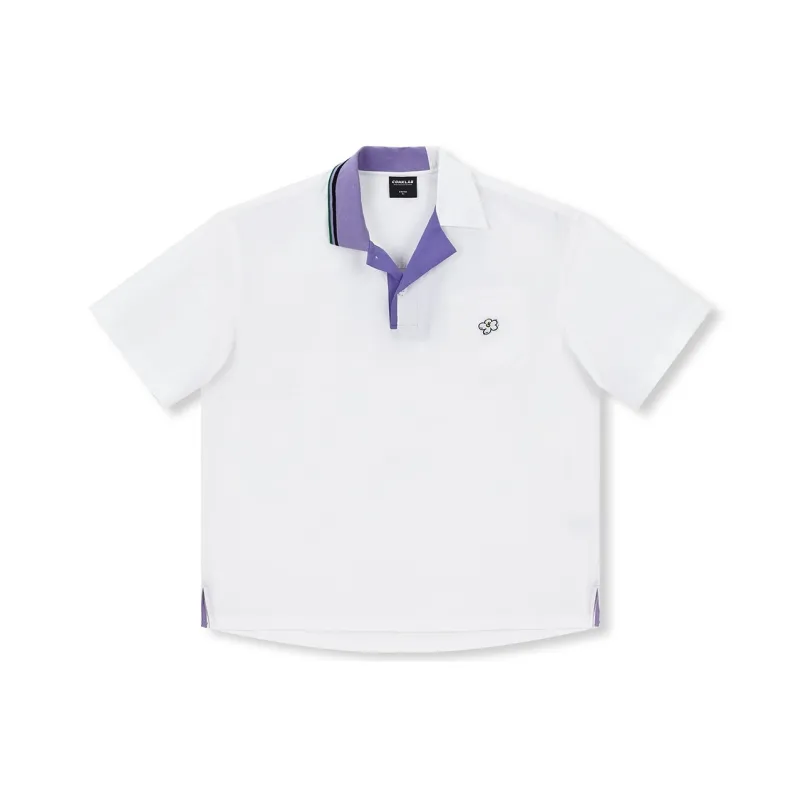 CONKLAB Letter Plant And Floral Loose Fit Polo Shirt Summer Unisex-0