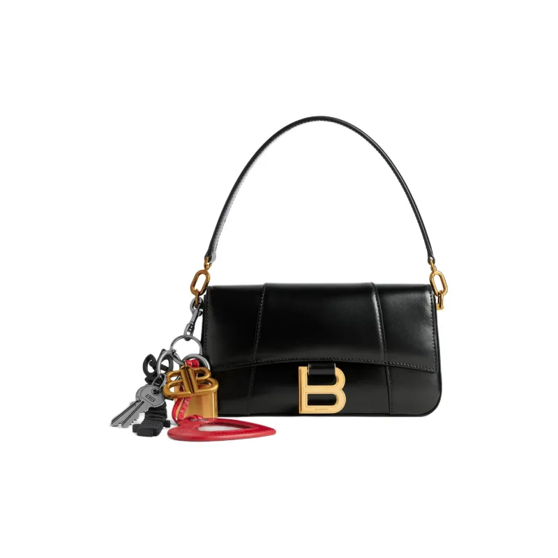 Balenciaga Hourglass Calfskin Crossbody One Shoulder Handbag Small Size Women's Black-1