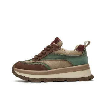 SHOUBA Breathable And Lightweight Low Top Casual Shoes Women's Khaki Green