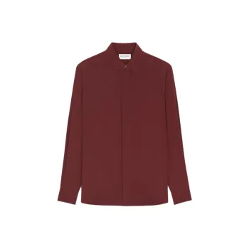 SAINT LAURENT Yves Collar Classic Shirt In Crepe De Chine Shirt Men's Red