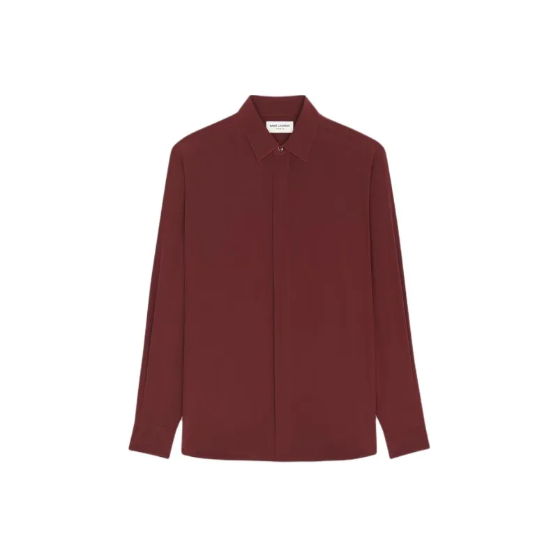 SAINT LAURENT Yves Collar Classic Shirt In Crepe De Chine Shirt Men's Red-0