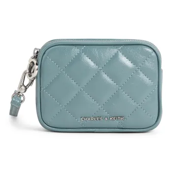 CHARLES&KEITH PU Wallet Mini Women's Black/Cream Milk White/Pink/Pink/Slate Blue/Gray Blue