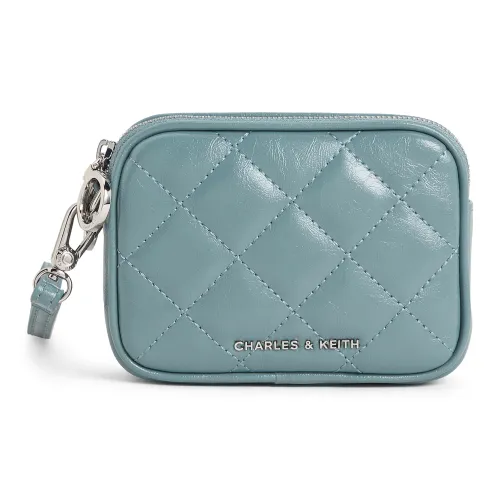 CHARLES&KEITH PU Wallet Mini Women's Black/Cream Milk White/Pink/Pink/Slate Blue/Gray Blue