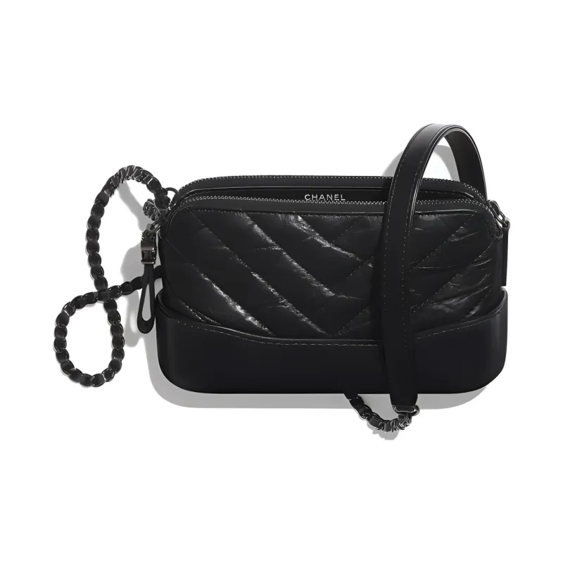 CHANEL GabrielleSo Black Calfskin Hobo Bag, Shoulder Bag, Crossbody Bag Mini Women's Black-2