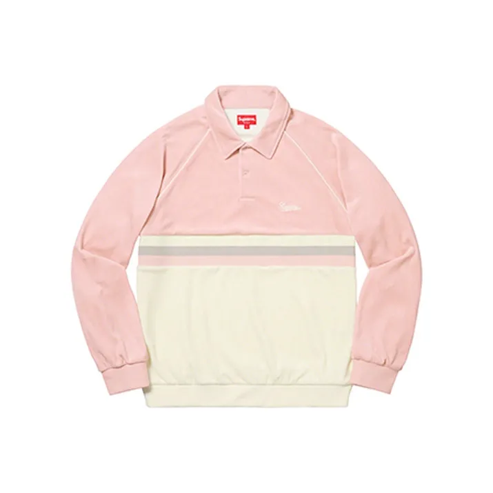 Supreme Stripe Velour Raglan L/S Polo-0