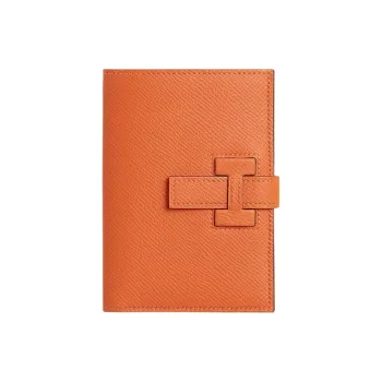 HERMES New H Passant Epsom Calfskin Wallet Unisex 93 Orange/Hermes Orange & Orange