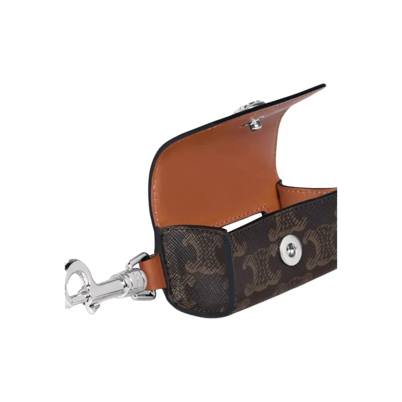 CELINE Triomphe Calfskin And Canvas Puppy Carrier Stand Unisex Tan-4