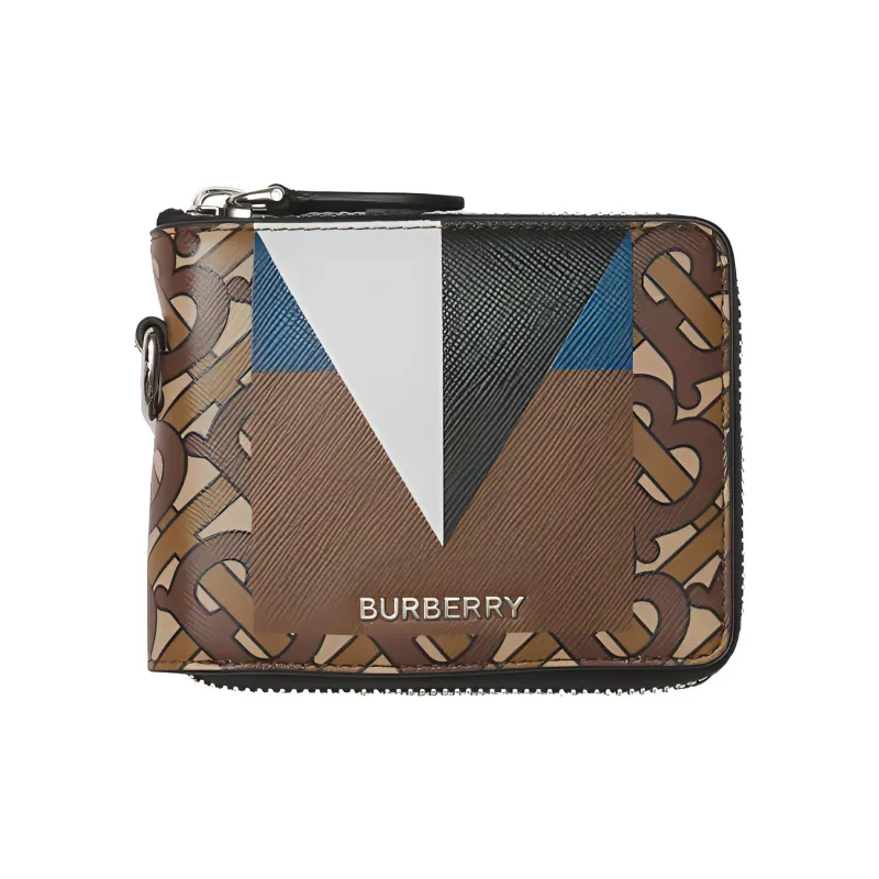 Burberry Leather Wallet, Card Holder, Coin Purse, Necklace, Pouch Men's Mahle Brown-0