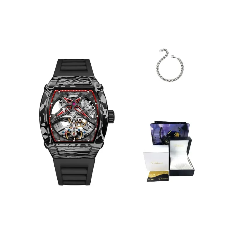 Dulunwe Fissioner Collection Automatic Mechanical Movement TPU Strap Watch Men's Watches Black Dial-2