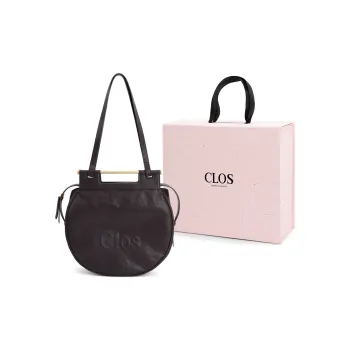 Clos Top Grain Vegetable Tanned Calfskin Apple Bag Portable Crossbody Bag Shoulder Bag Women's Brown/Black/Dark Purple