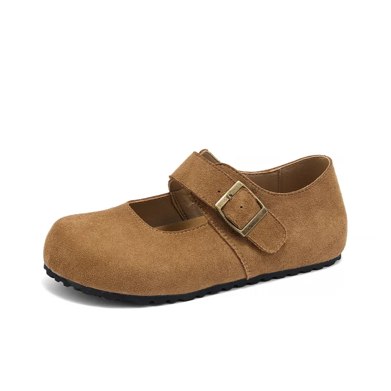 La Chapelle Trendy Japanese Style, Niche Versatile Half Boot Brogue Shoes Casual Single Shoes Women's Camel-1