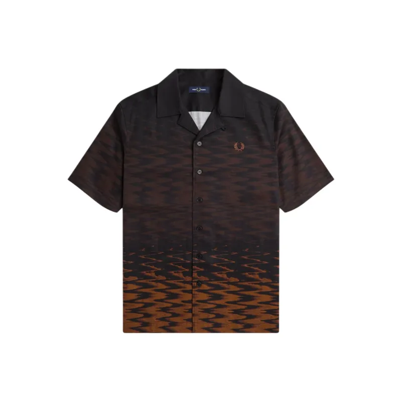 FRED PERRY Wave Graphic Revere Collar Shirt Shirt Men's Black-0