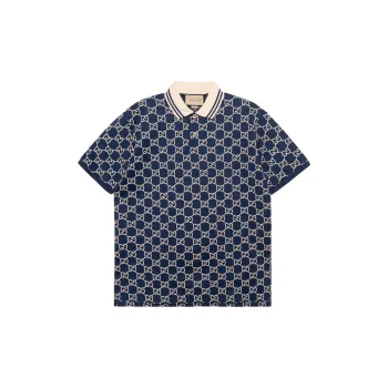 GUCCI Logo Embroidered Cotton Blend Polo