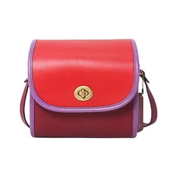 COACH Turnlock Leather Shoulder Bag, Crossbody Bag Small Size Women's