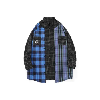 GENANX Shirts Unisex Black Blue Plaid