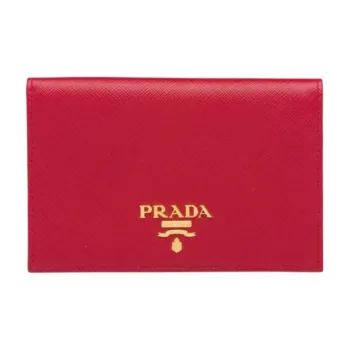 PRADA Saffiano Leather Passport Holder Wallet Women's Red