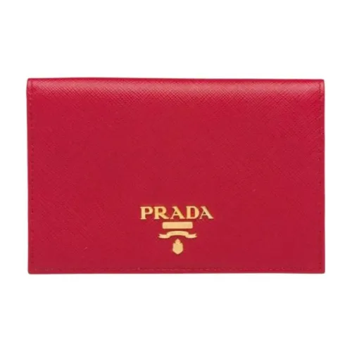 PRADA Saffiano Leather Passport Holder Wallet Women's Red