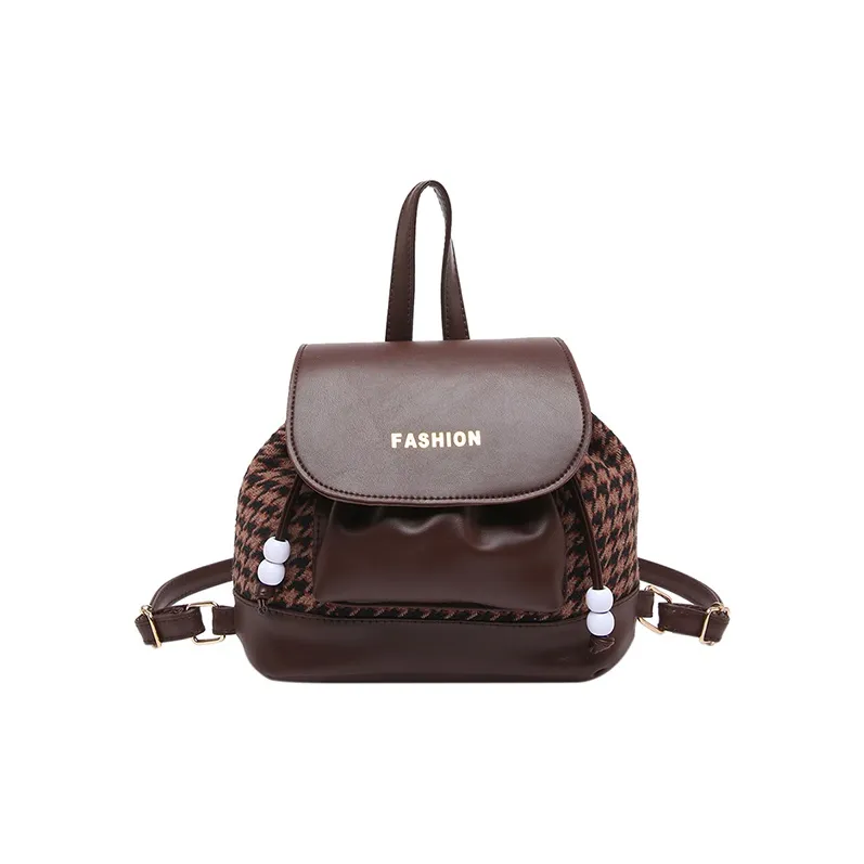 SEVENMOONS PU Backpack Women's Houndstooth Black/Houndstooth Coffee/Houndstooth Khaki-3