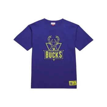 Mitchell & Ness x NBA Milwaukee Bucks Neon Nights Premium T Shirt Men's Purple