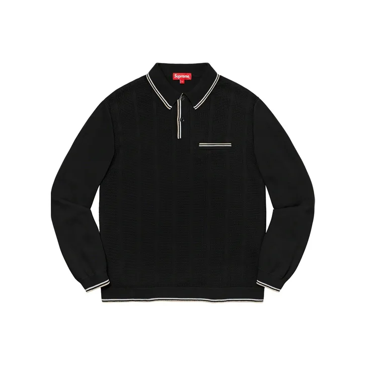 Supreme Stripe Rib L/S Knit Polo-0