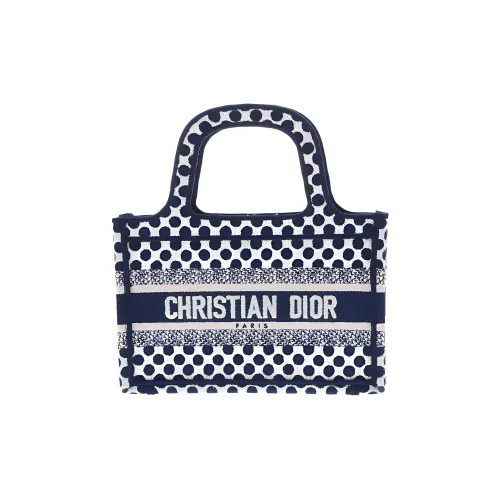 DIOR BookTote Canvas Handbag Mini Women's Blue