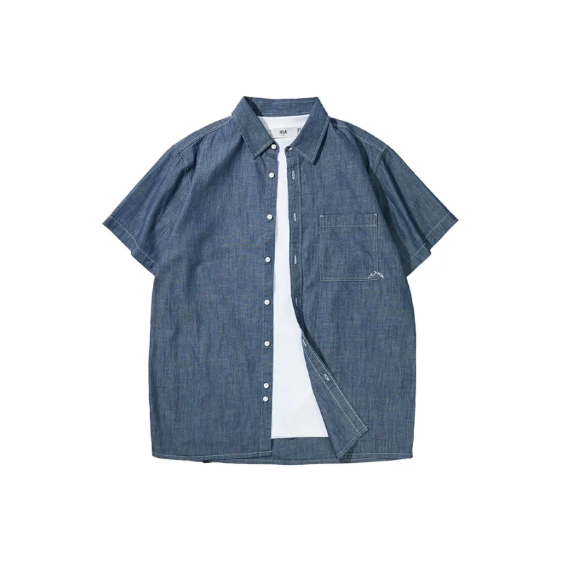 HLA Shirts Men Denim Blue 46-0