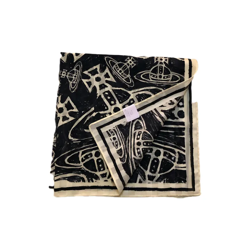 Vivienne Westwood Cotton Silk Scarves Unisex Black-2