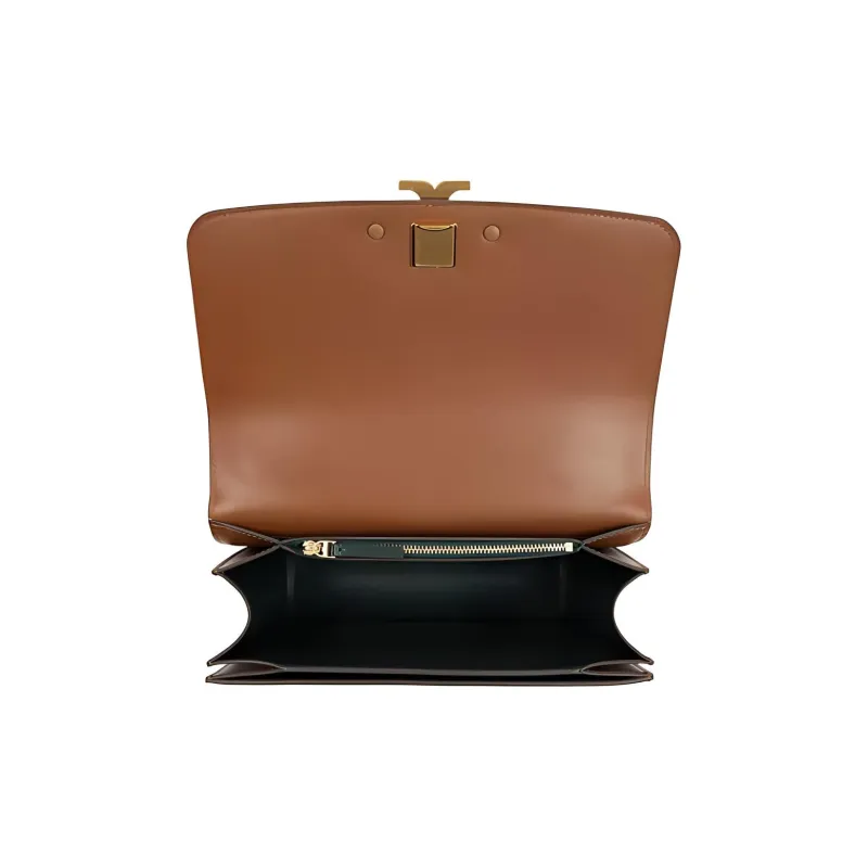 TORY BURCH Eleanor Cow Leather Shoulder Bag, Crossbody Bag Women's Caramel Brown-3