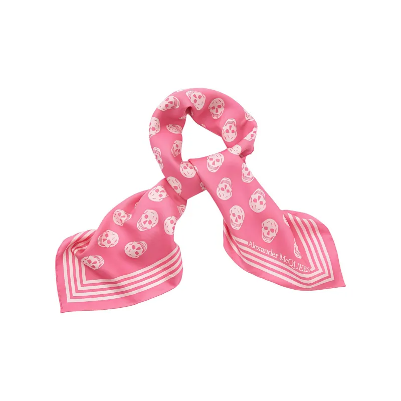 Alexander McQueen Skull Printed Striped Edge Scarf-1